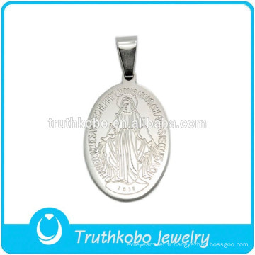 TKB-JP0175 Pendentif en argent en argent avec motif religieux en forme de Vierge Marie et pendentif en acier inoxydable